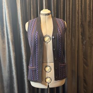 Black & Purple Knit Vest - Vintage Read!
